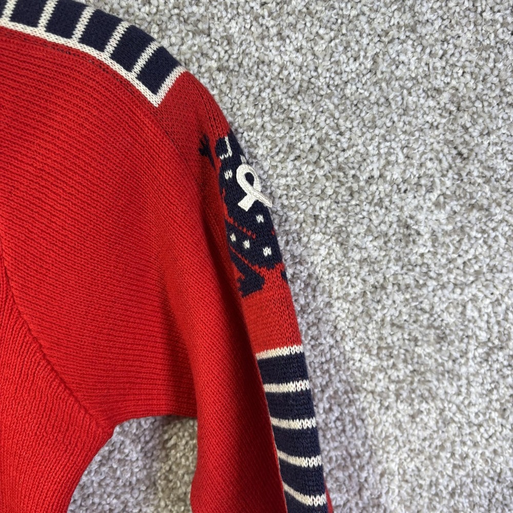 Demetre Sweater Mens Medium Red Wool Crewneck Knit Pullover Graphic Print - Picture 5 of 9
